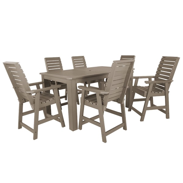 Highwood Usa Weatherly 7pc Rectangular Counter Height Outdoor Patio Furniture Dining Set 72 x 42 AD-ST7WL2CO4BA-WBR - main